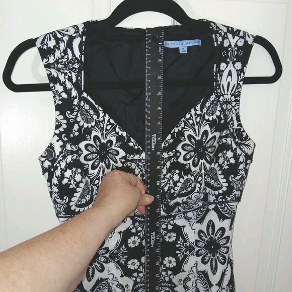 Antonio Melani Black White Damask Floral Sheath Dress Women’s Size 2 Career - Picture 13 of 14